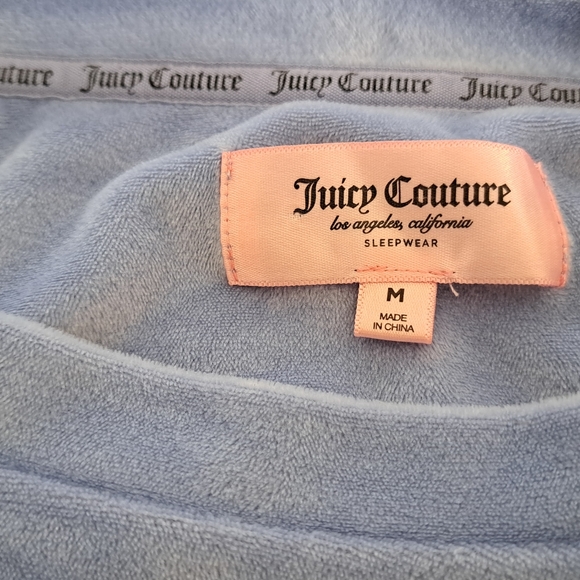 JUICY COUTURE velour sleepwear PJ lounge PANTS sweater lavender blue plush M - Picture 8 of 8